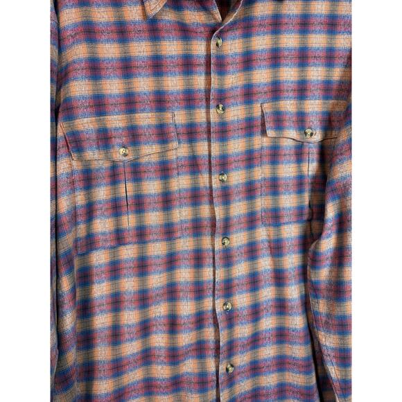 Vintage Orvis Mens X-Large Shirt Red Plaid Flannel Chest Flap Pockets - Picture 2 of 7